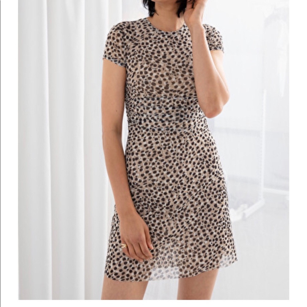 & Other Stories Ruched Leopard T-Shirt Dress